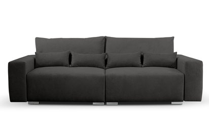 Dekira Aragon 97 three-seater sofa with storage in hydrophobic fabric, braided legs, silver