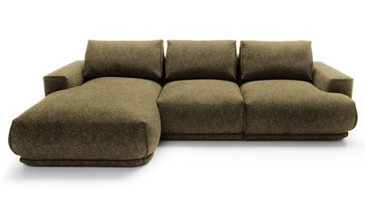 Divo L-shaped corner sofa with sleeping function with a container, olive, hydrophobic braid, left-hand