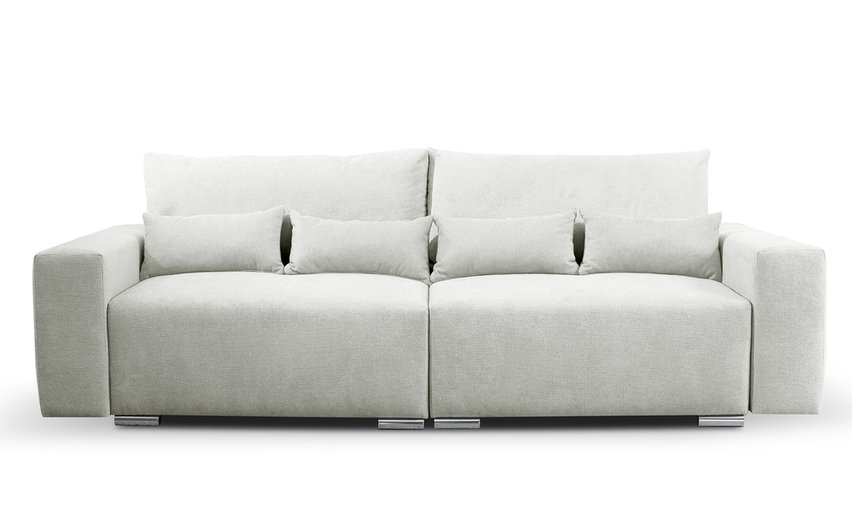 Dekira Aragon 01 three-seater sofa with storage in hydrophobic fabric, braided legs, silver