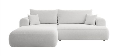 Ovo L-shaped corner sofa with sleeping function with a boucle container