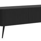 Ovarlo TV cabinet with grooves, three doors, 163 cm, black with black legs