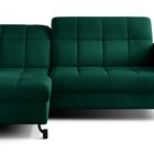 Clainlo L-shaped corner sofa with sleeping function with storage and adjustable headrest, green hydrophobic velvet, left-hand side