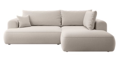 Ovo II L-shaped corner sofa with sleeping function Castel 04 with side and container, easy-to-clean velvet, right-hand