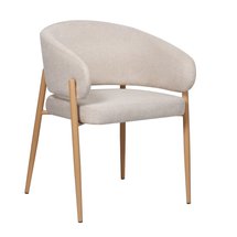Resilly upholstered chair beige wickerwork/oak legs