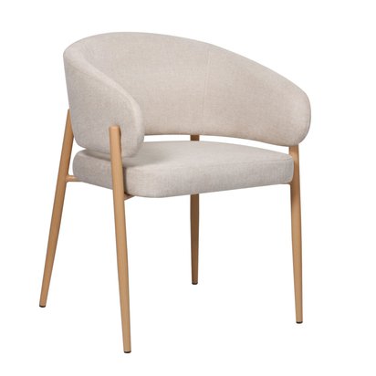 Resilly upholstered chair beige wickerwork/oak legs