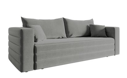 Three-seater sofa Lilla Amon 09 with a container in hydrophobic velor fabric, black legs