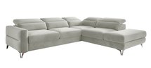 Pomello L-shaped corner sofa with sleeping function with storage and adjustable headrests Letto 83 easy-cleaning velvet right-hand side