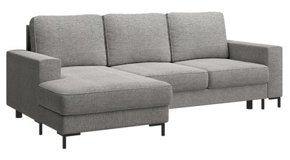 Mokpeo L-shaped corner sofa with sleeping function with two containers on black legs Sorella 84 chenille left-hand side