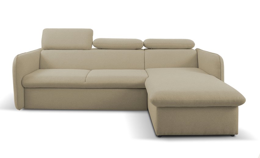 Corner sofa with sleeping function Paladia Castel 15 in hydrophobic velvet fabric, right-hand side