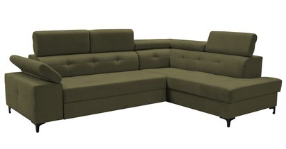 Maliko L-shaped corner sofa with sleeping function, black legs (Fabric: Trinity 27, Side: Right)