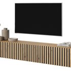 Telire TV cabinet 175 cm, artisan oak slats with black inserts