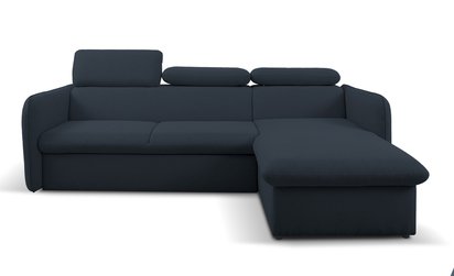 Corner sofa with sleeping function Paladia Castel 79 in hydrophobic velvet fabric, right-hand side