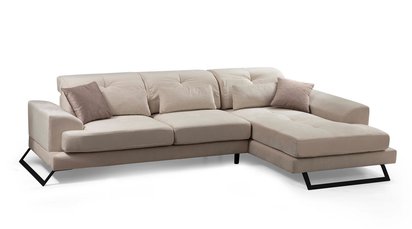 Corner sofa Terwince cream eco-leather right side