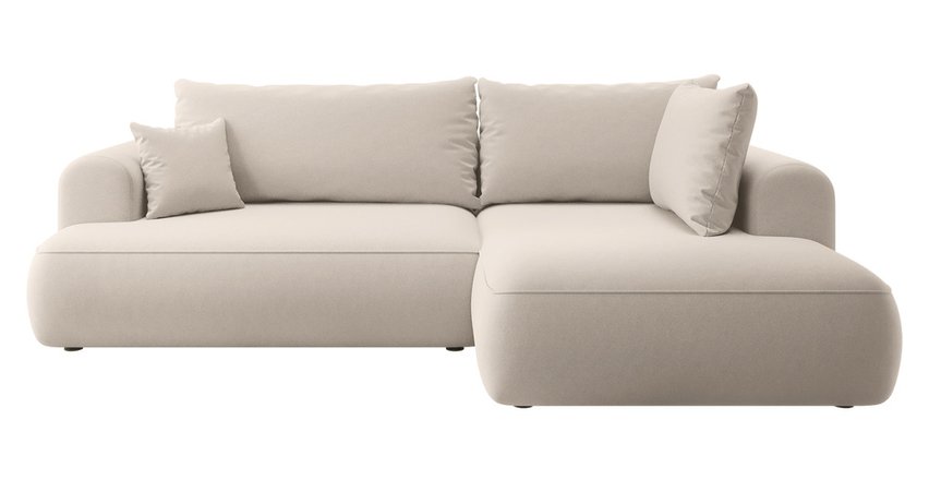 Ovo II L-shaped corner sofa with sleeping function Castel 03 with side and container, easy-to-clean velvet, right-hand