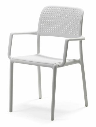 Bora Nardi garden chair with armrests made of certified white material