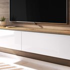 TV Cabinet Kane 140 cm (Wotan Oak / Gloss White, LED)