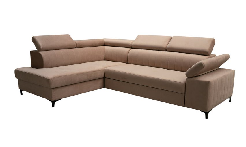 Tazzola L-shaped corner sofa bed with storage (Fabric: Manila 21, Side: Left)