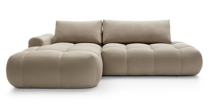 Ombo L-shaped corner sofa with sleeping function with container Salvador 02, hydrophobic velvet, left-hand side