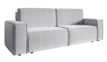 Copertino three-seater sofa bed, light gray, water-repellent velvet