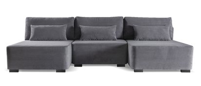 Moduliano U-shaped corner sofa with sleeping function with storage, universal, grey corduroy