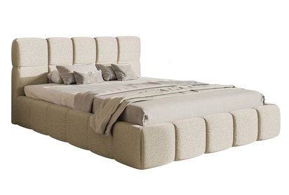 Upholstered bed 140x200 cm Cloudy with storage, light beige Toronto 01