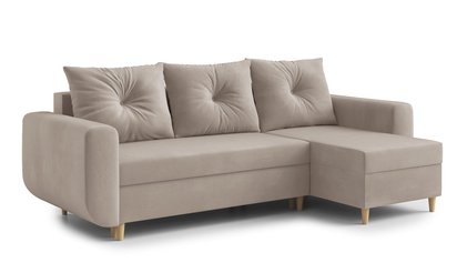 Corner sofa with sleeping function Lamarry L-shaped with container universal Paros 02 velour