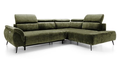 Corner sofa with sleeping function Mamutio L-shaped with side section Aphrodite 12 chenille right-hand side