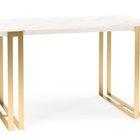 Extendable Acacia Table 140x80 cm Marble Bianco/Gold