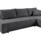 Corner sofa with sleeping function Magliano L-shaped with storage dark gray corduroy right-hand side