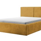 Upholstered bed 140/200 cm Farese mustard Poso 01 with container and gas actuator corduroy