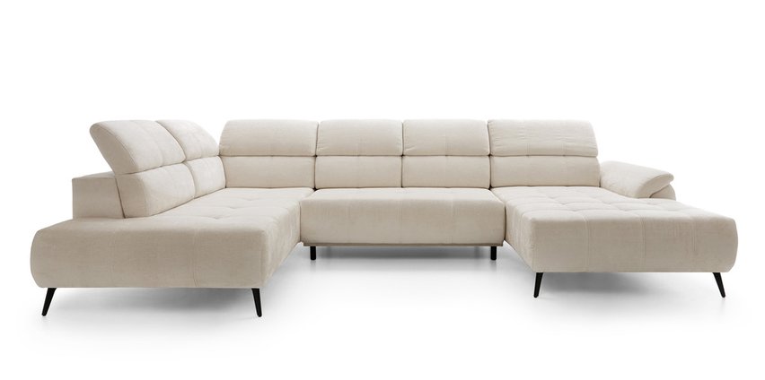 Corner sofa with sleeping function Mamutio U-shaped Aphrodite 02 chenille left-hand side