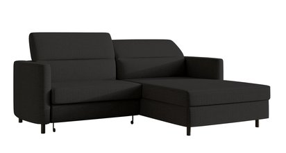 Busu Moly 99 corner sofa with sleeping function with a container, black legs, right-handed