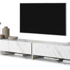 Mirrgo TV cabinet, 200 cm, white marble with gold insert