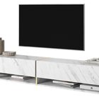 Mirrgo TV cabinet, 200 cm, white marble with gold insert