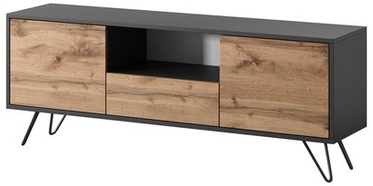 TV cabinet Ploystea 137 cm Black / oak wotan LED