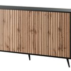 Bello chest of drawers with slatted fronts, 154 cm, black/wotan oak