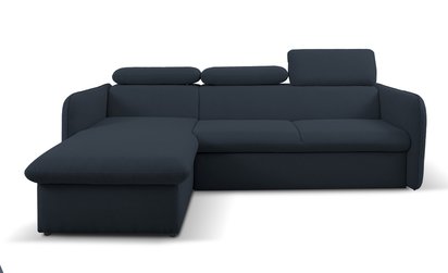 Corner sofa with sleeping function Paladia Castel 79 in hydrophobic fabric velour left-hand side