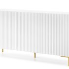 Lammelo three-door chest of drawers, 140 cm, white with gold legs