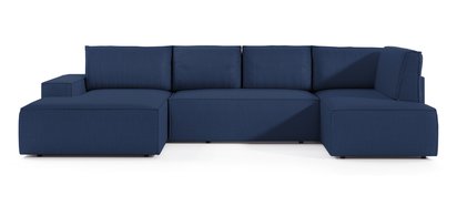 Corner sofa with sleeping function Farese New U-shaped with storage left side navy blue corduroy