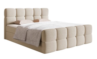 Continental bed 160x200 cm Cloudy with containers and Legend 02 boucle topper