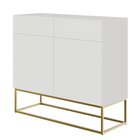 Veldio two-door chest of drawers with a milled front and two drawers 100 cm White with gold legs