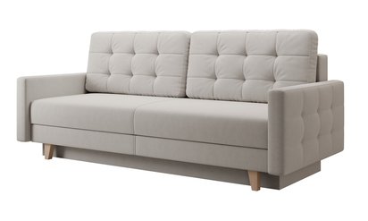 Verat three-seater sofa bed with storage, grey velvet, easy to clean