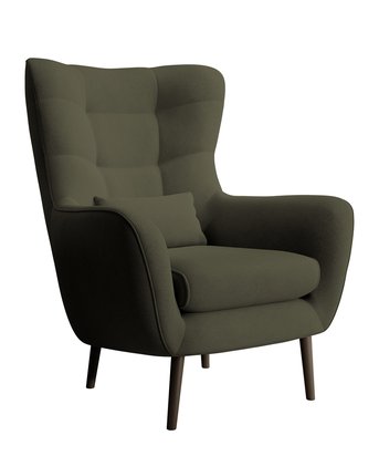 Vence Castel 39 winged lounge chair, velvet, easy-to-clean beech legs