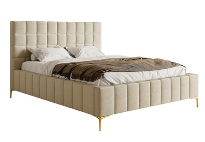 Upholstered bed 140x200 cm Szejlo with container, metal frame Raven 28 chenille