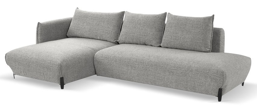 Corner sofa with sleeping function Laresna L-shaped with container Coco 85 braided left-hand side