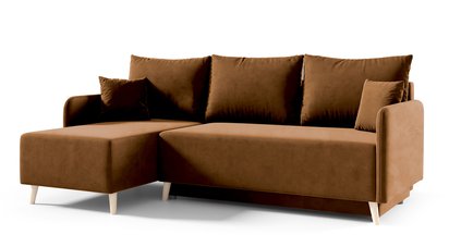 Corner sofa with sleeping function Dosso L-shaped Amon 24 with container hydrophobic velvet universal