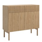 Nolie two-door chest of drawers with two drawers, 100 cm, Oiled Oak