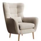 Vence Castel 03 wing chair, velvet, easy-to-clean beech legs