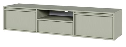 Evo two-door TV cabinet with hanging drawer, 154 cm, sage