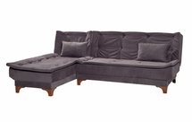 Corner sofa with sleeping function Shesse L-shaped anthracite velvet left-hand side